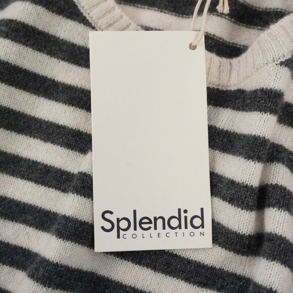Splendid Tori Cashmere Sweater in Grey and White Stripes Size Medium (NWT) - Picture 4 of 6